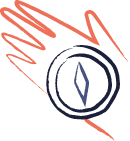 pictogramme : main et boussole